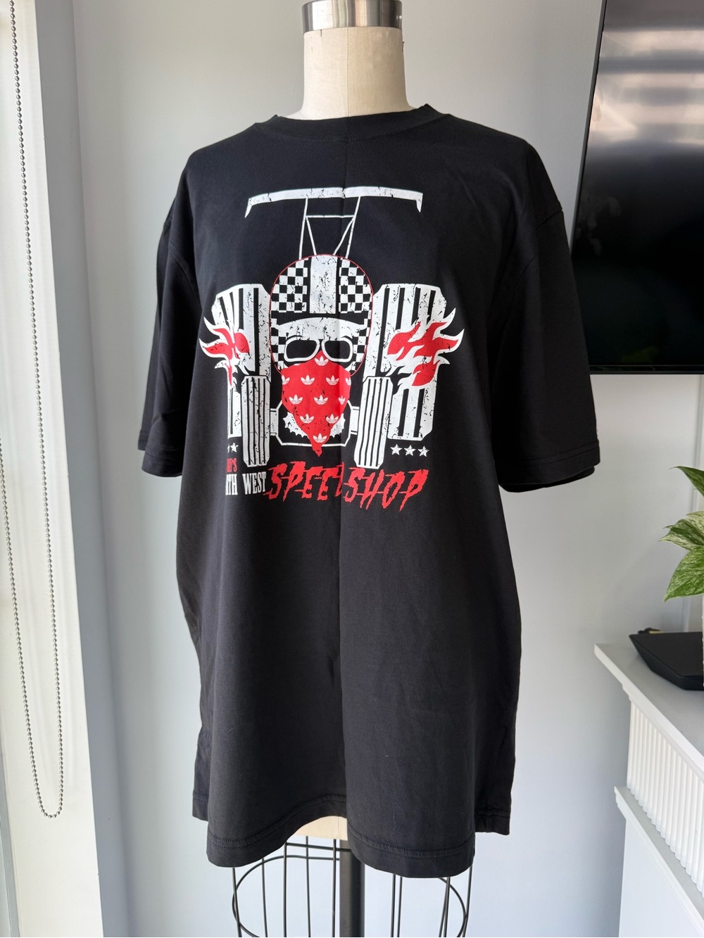 adidas speed shop Black Crewneck tshirt